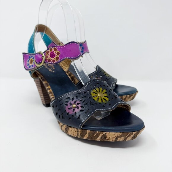Spring Step Multicolor Leather High Heel Sandals Women's EU Size 39/US Size 8.5 - Picture 1 of 10